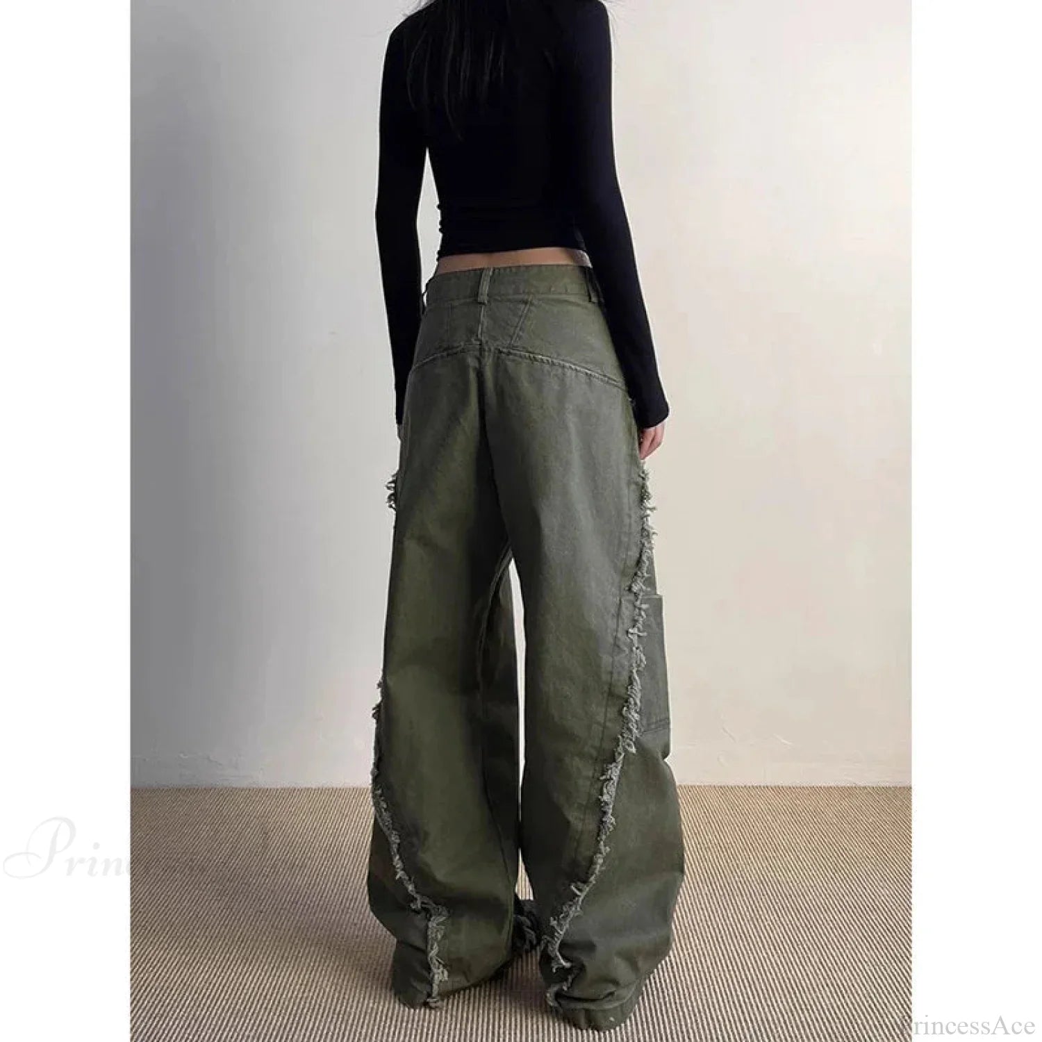 Dark Green Loose Denim Trouser image 5