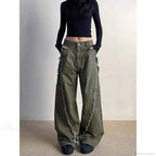 Dark Green Loose Denim Trouser image 1