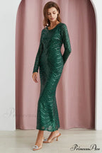 Dark Green Stylish Sequin Mermaid Gown image 2