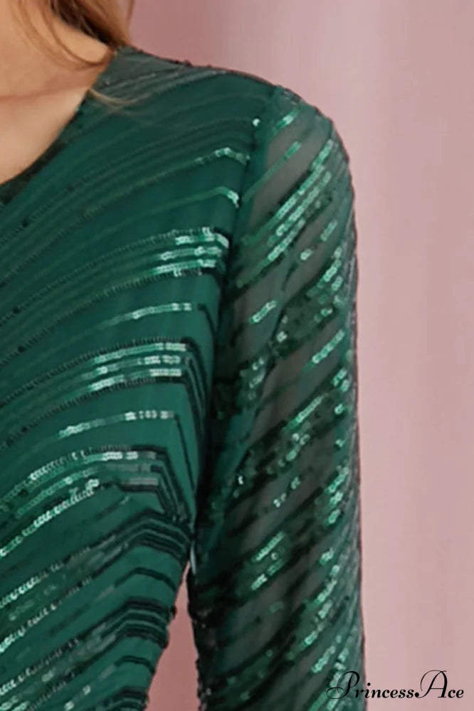 Dark Green Stylish Sequin Mermaid Gown image 5