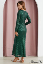 Dark Green Stylish Sequin Mermaid Gown image 4