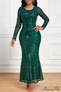 Dark Green Stylish Sequin Mermaid Gown image 6