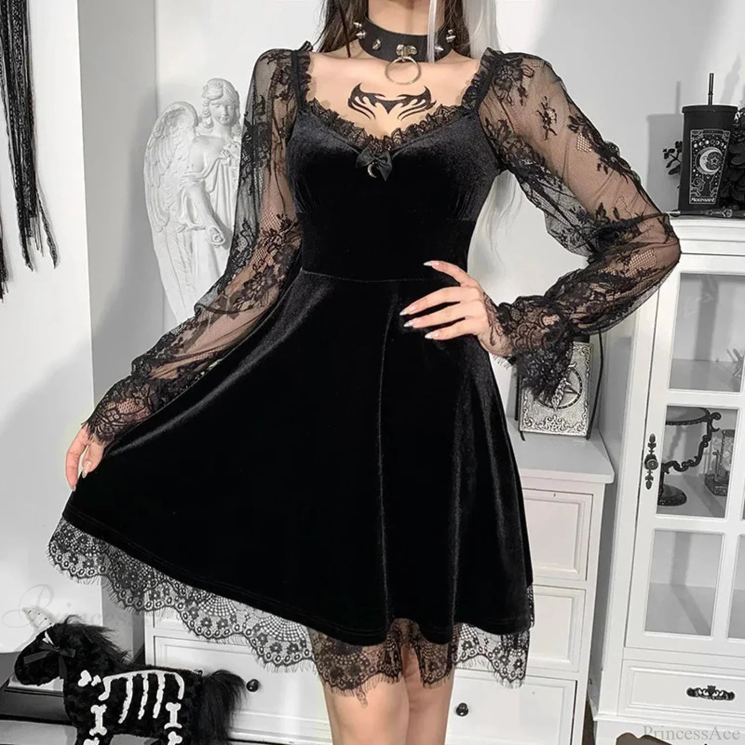 Dark Lace Trim Small Dress image 3