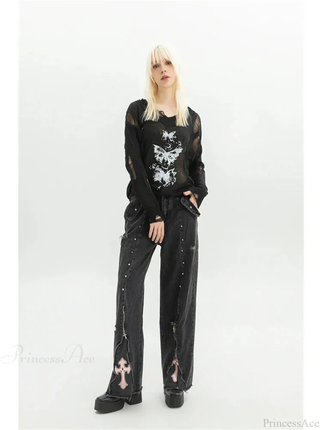 Dark Medieval 90s Style Denim Trouser image 1