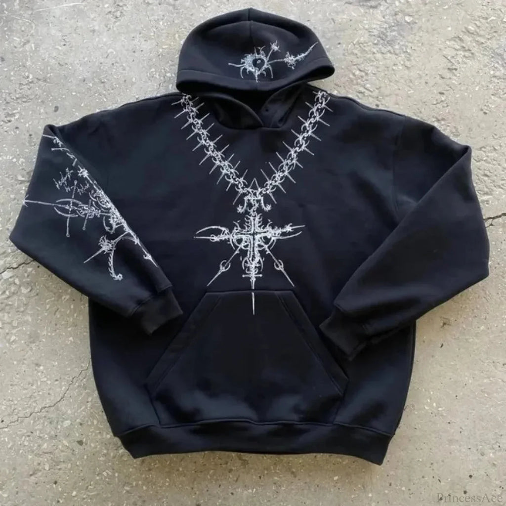 Dark Pattern Print Informal Hoodie image 5
