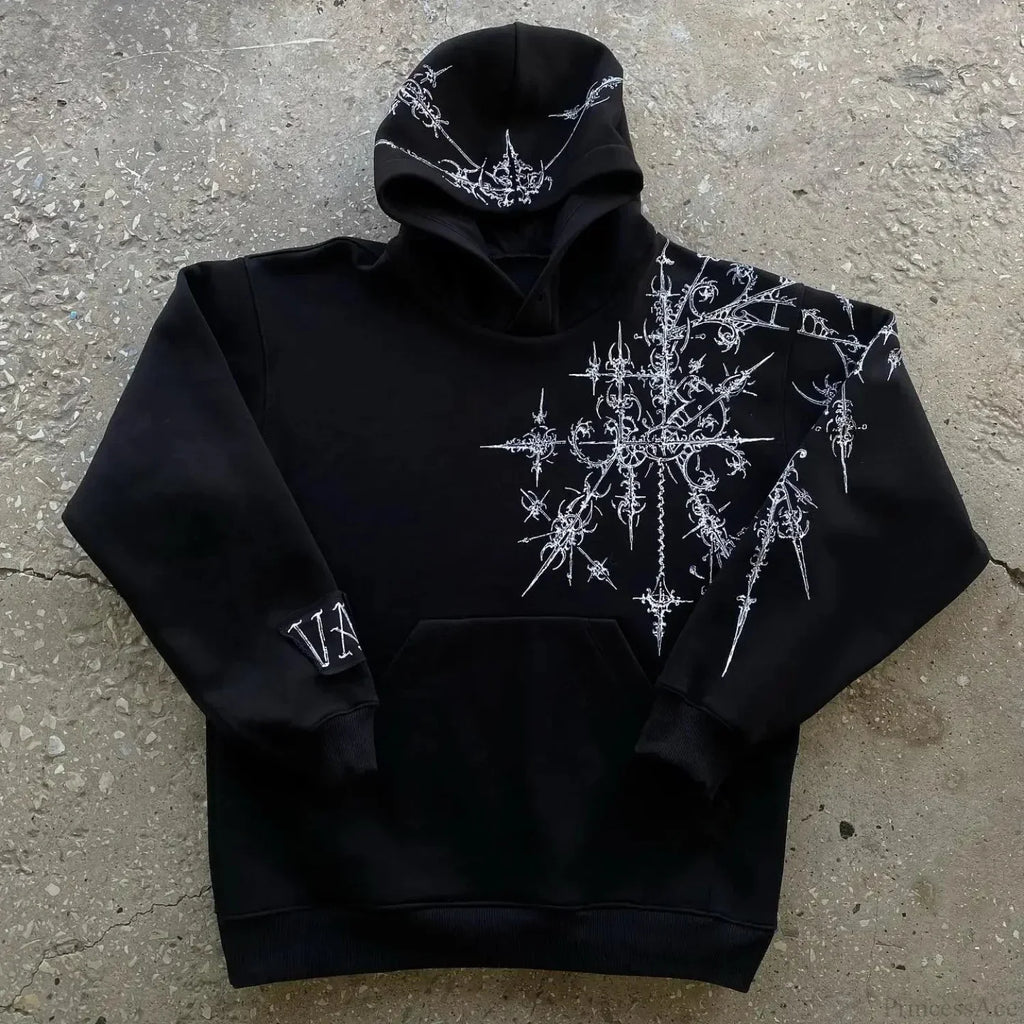 Dark Pattern Print Informal Hoodie image 7