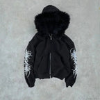 Dark Plush Furry Zip Hoodie image 2