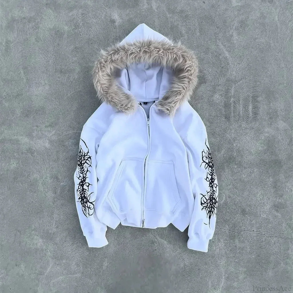 Dark Plush Furry Zip Hoodie image 3