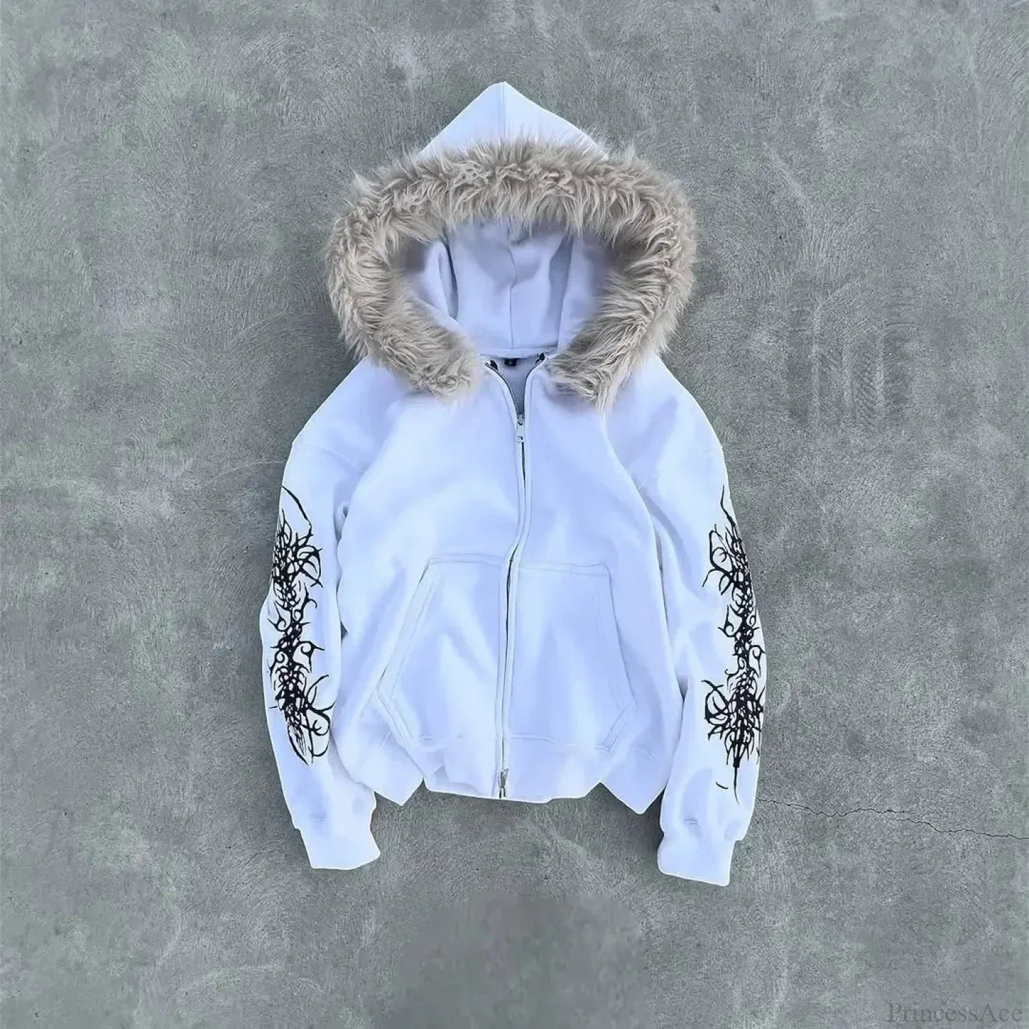 Dark Plush Furry Zip Hoodie image 3
