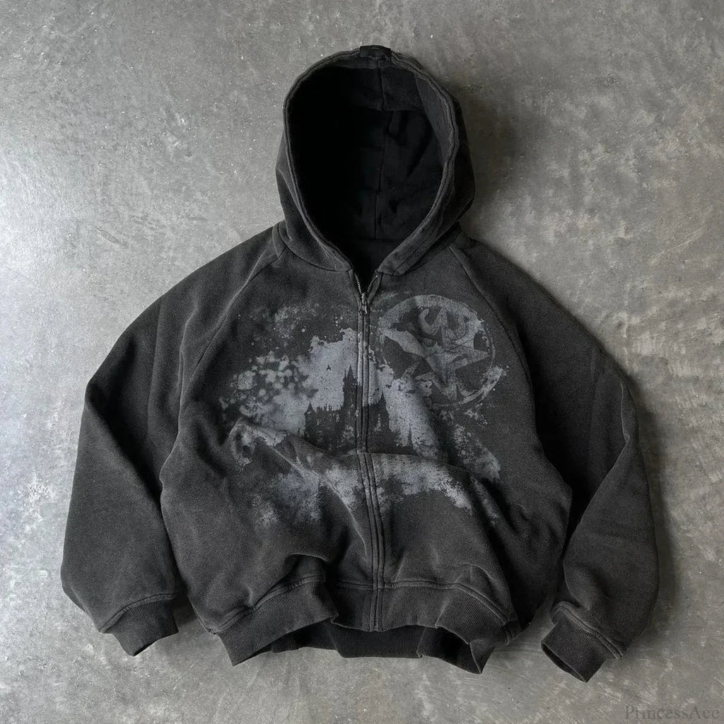 Dark Rebel Pattern Zip Hoodie image 3