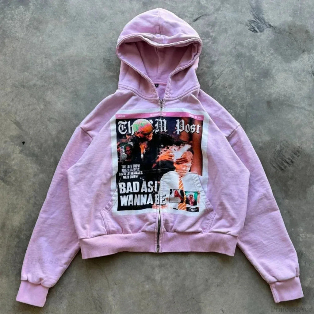 Dark Rebel Pattern Zip Hoodie image 2