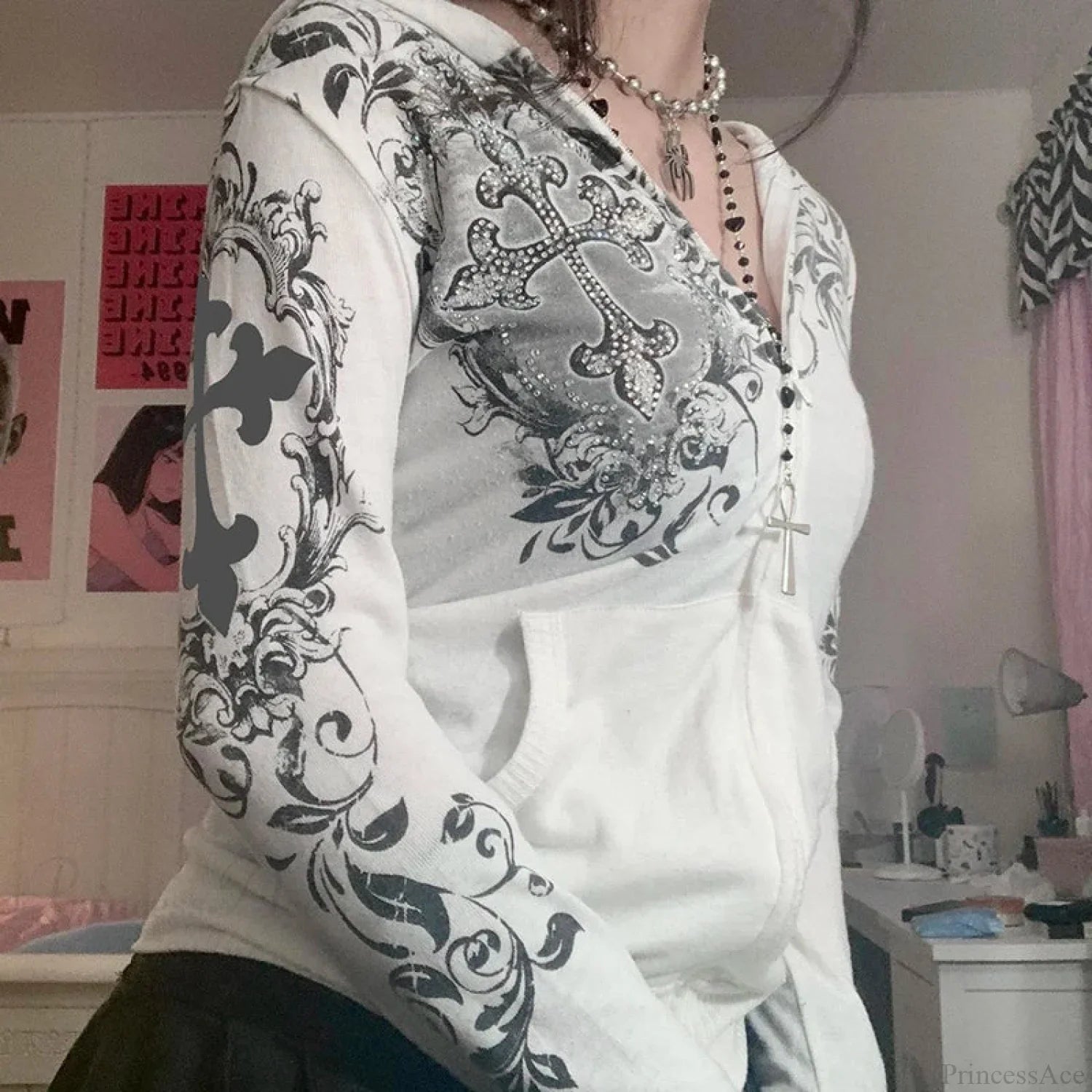 Dark Rhinestone Zip Jacket image 1