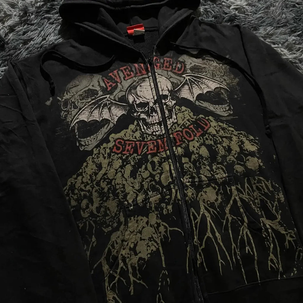 Dark Skull Design Zip Hoodie image 2