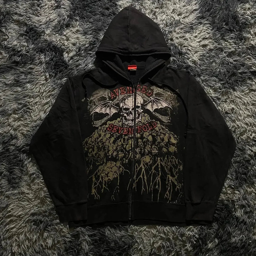 Dark Skull Design Zip Hoodie image 1