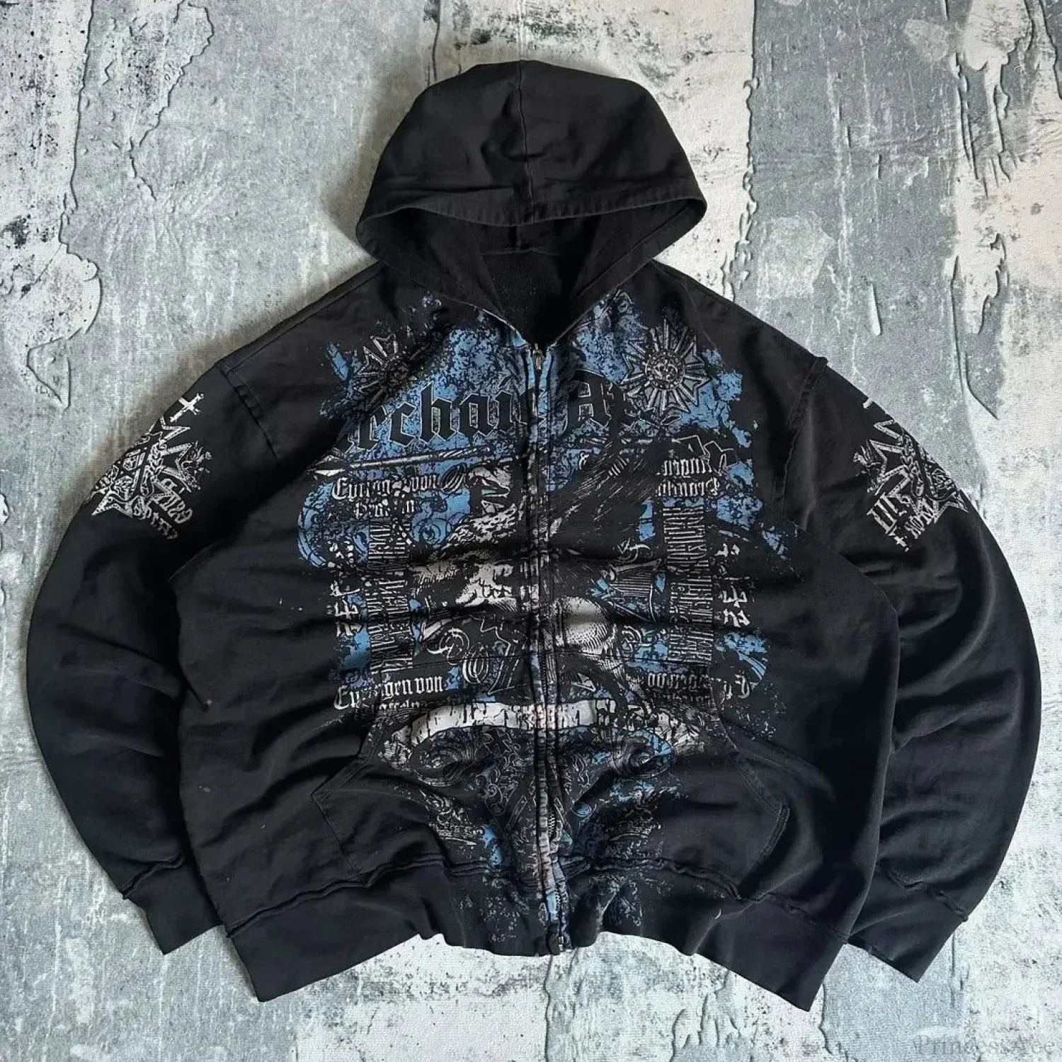 Dark Skull Oversized Zip Hoodie image 5