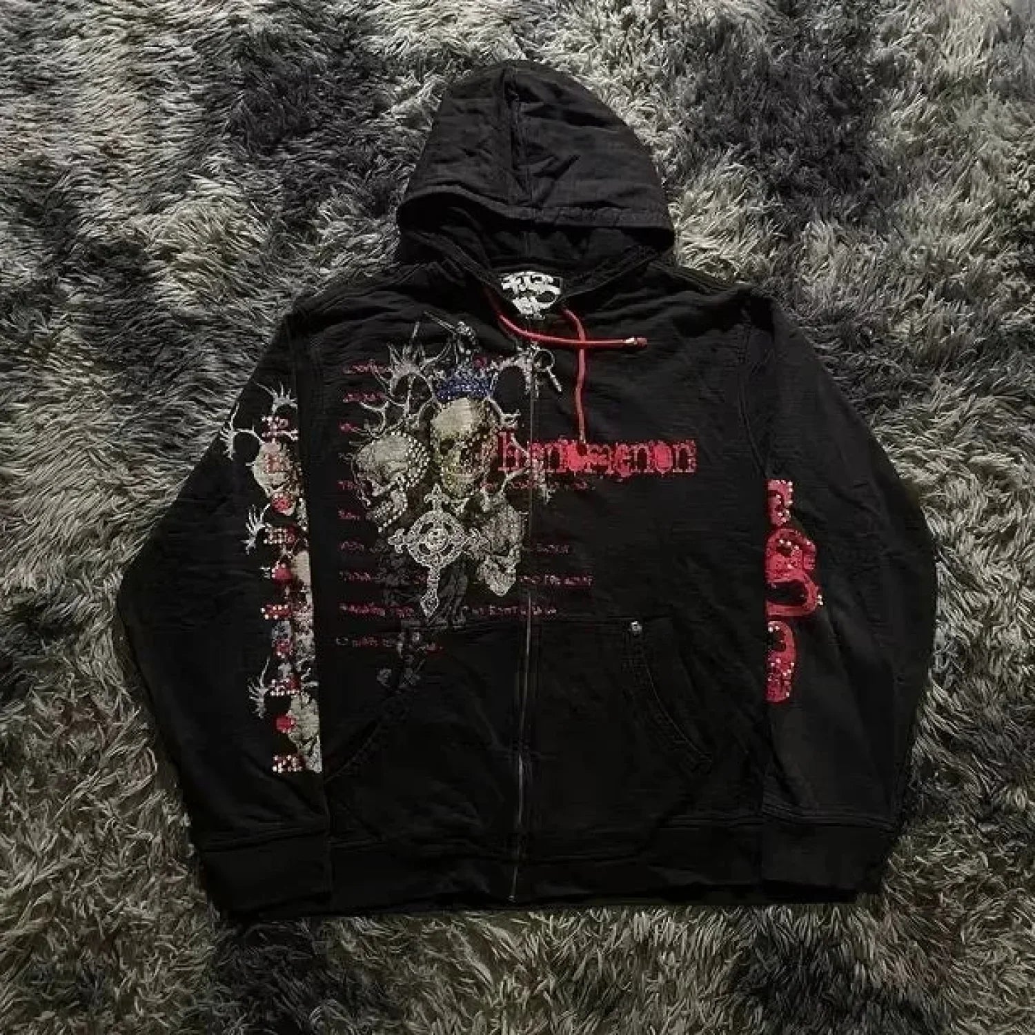 Dark Skull Oversized Zip Hoodie image 9