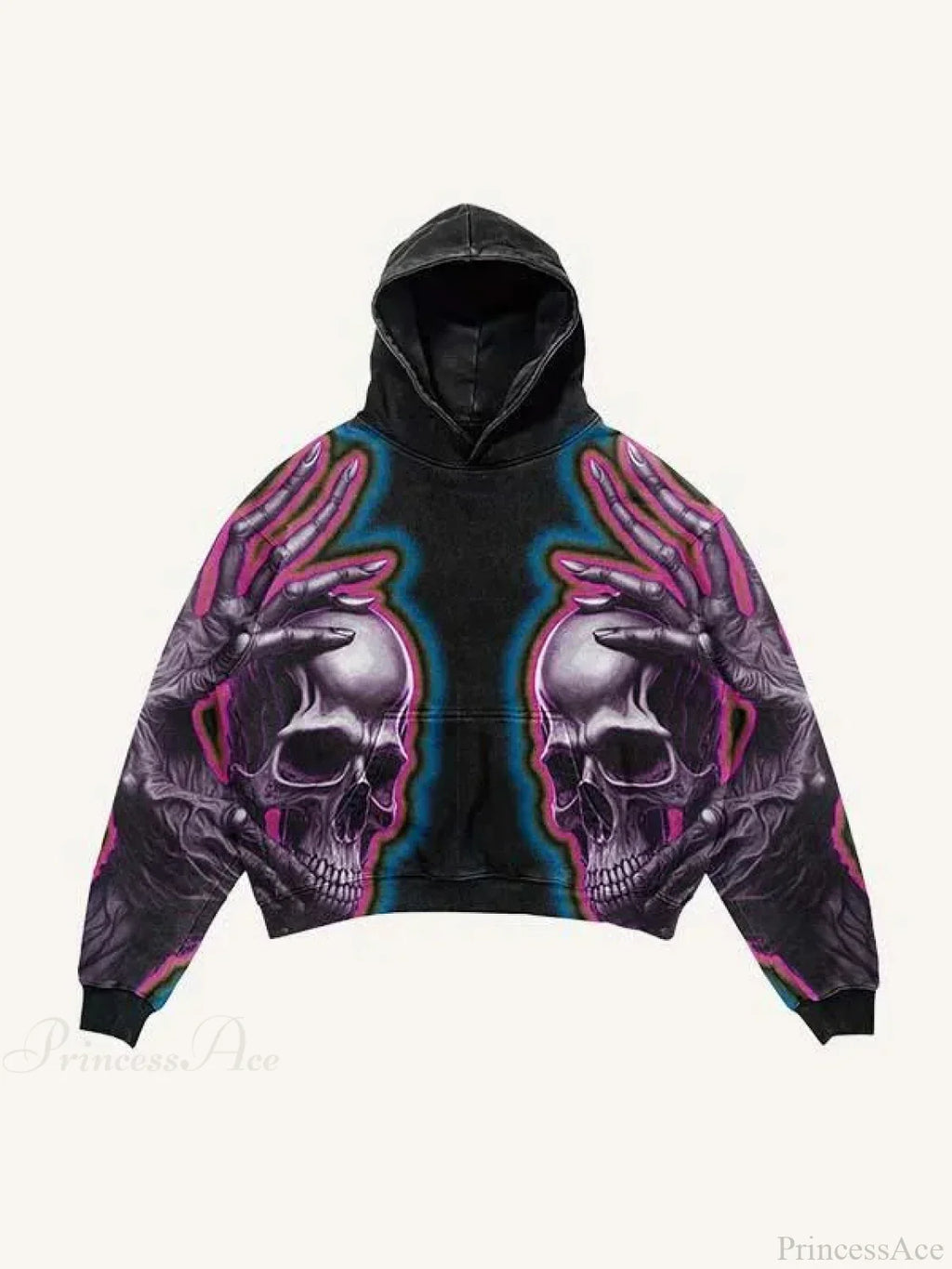 Dark Skull Print Oversized Hoodie image 4