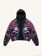 Dark Skull Print Oversized Hoodie image 4