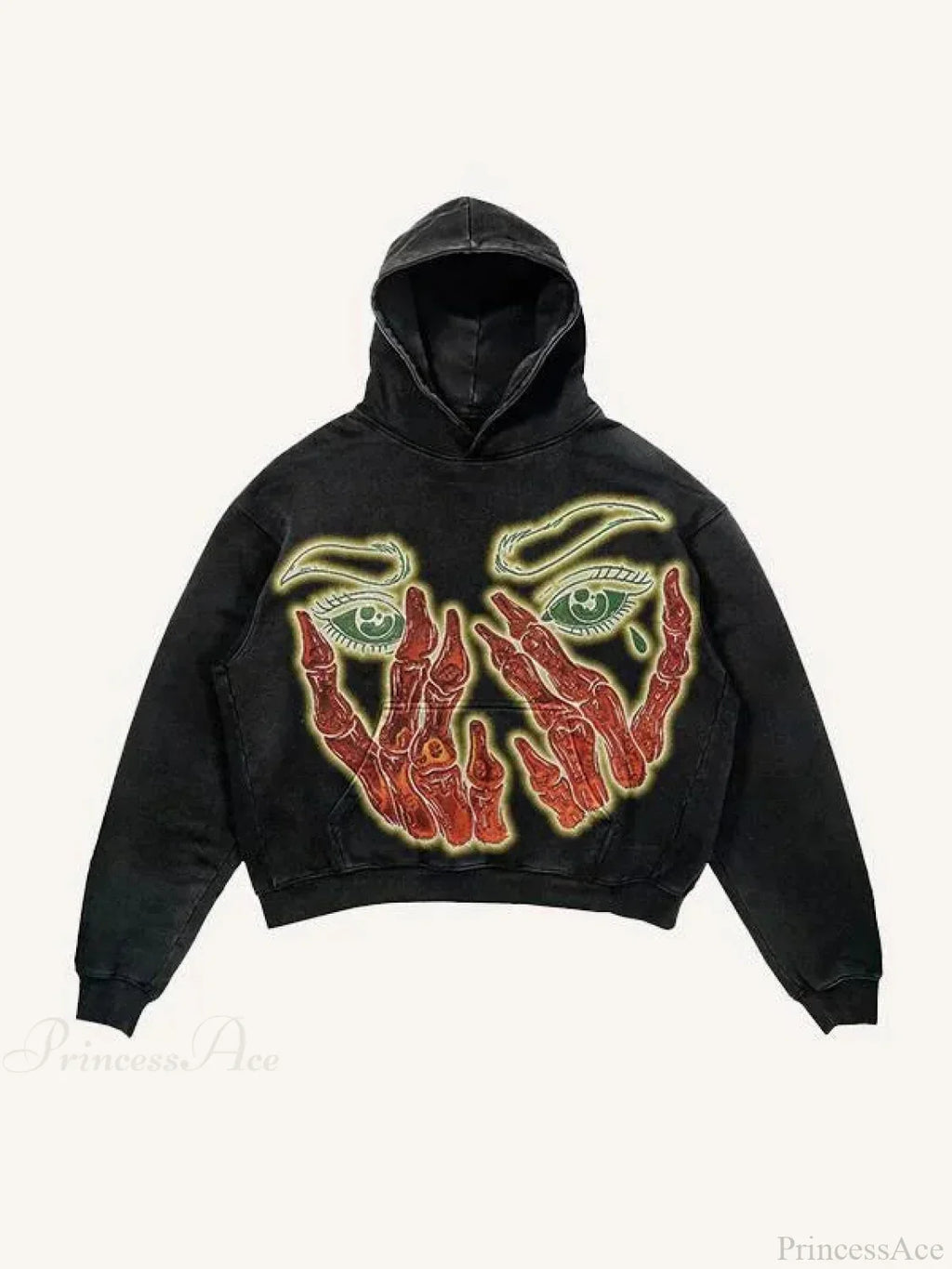 Dark Skull Print Oversized Hoodie image 3