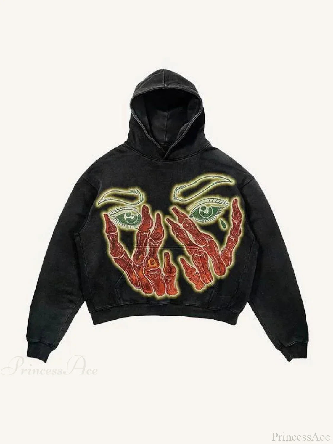 Dark Skull Print Oversized Hoodie image 3