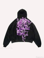 Dark Skull Print Oversized Hoodie image 5