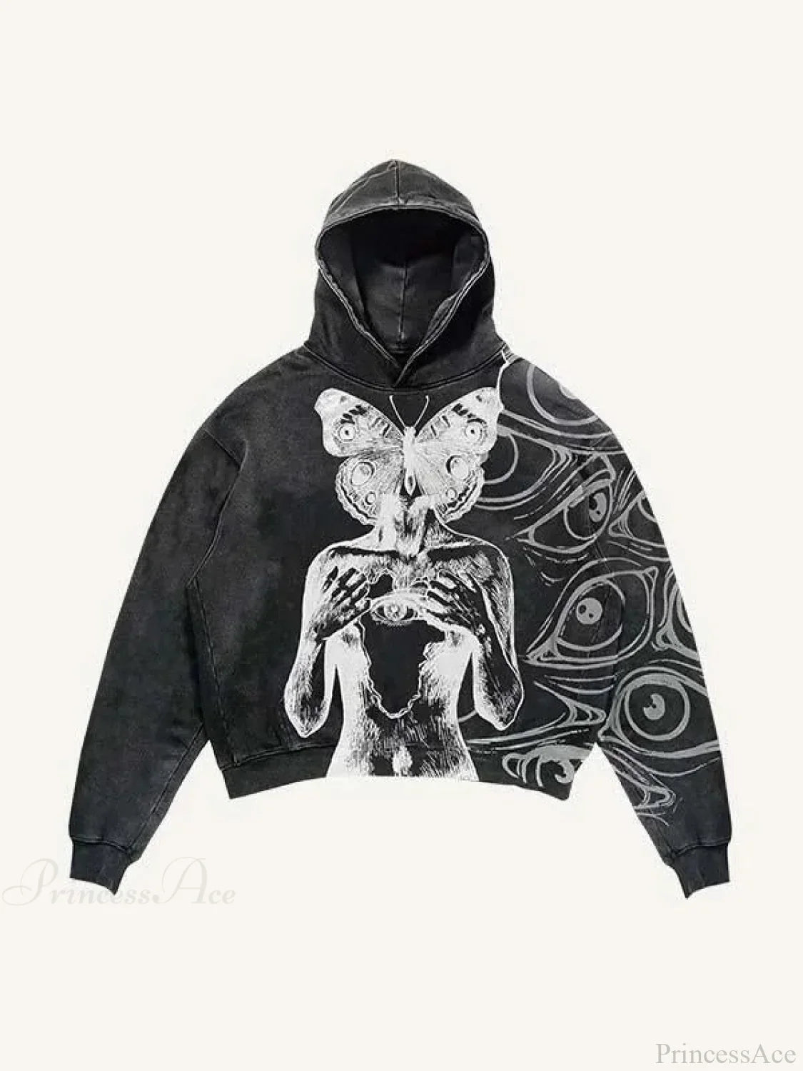 Dark Skull Print Oversized Hoodie image 6