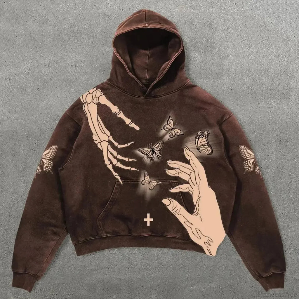 Dark Skull Print Oversized Hoodie image 1