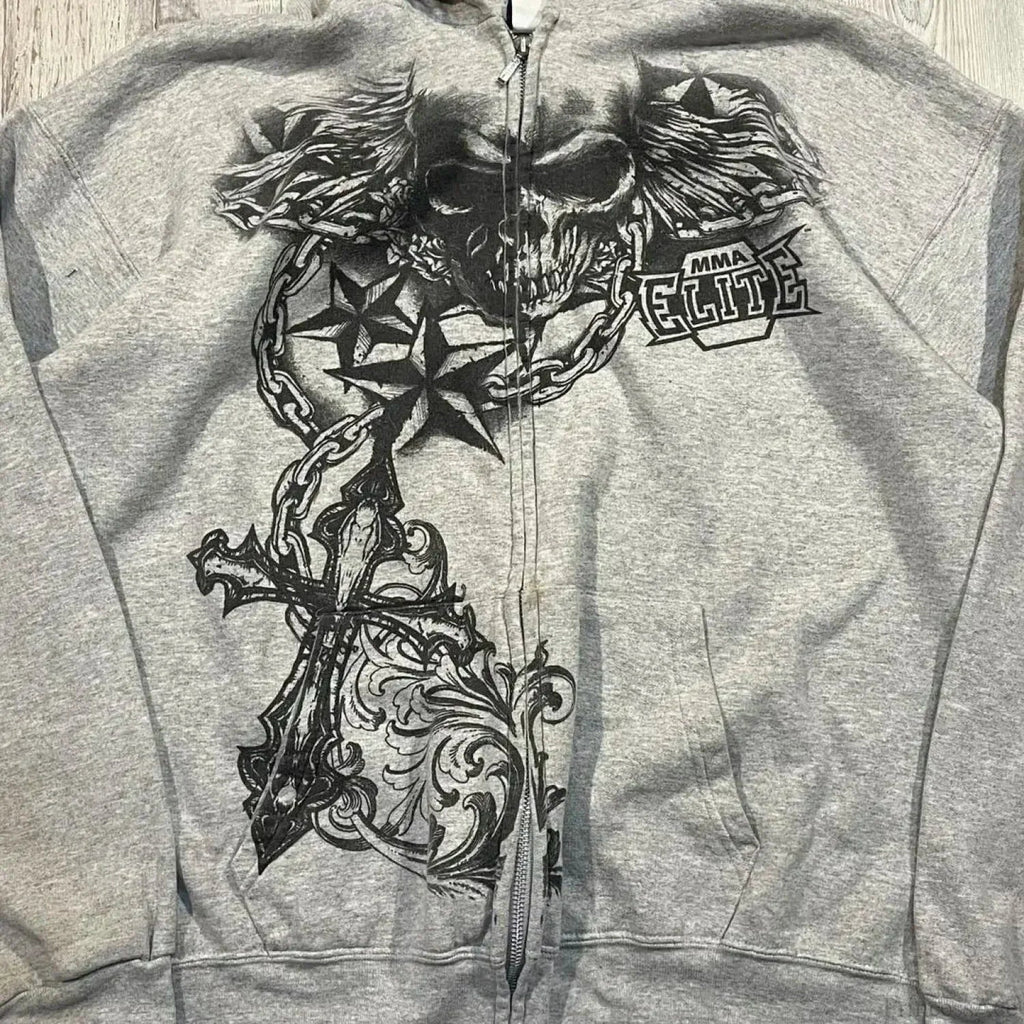 Dark Skull Print Rebel Hoodie image 3