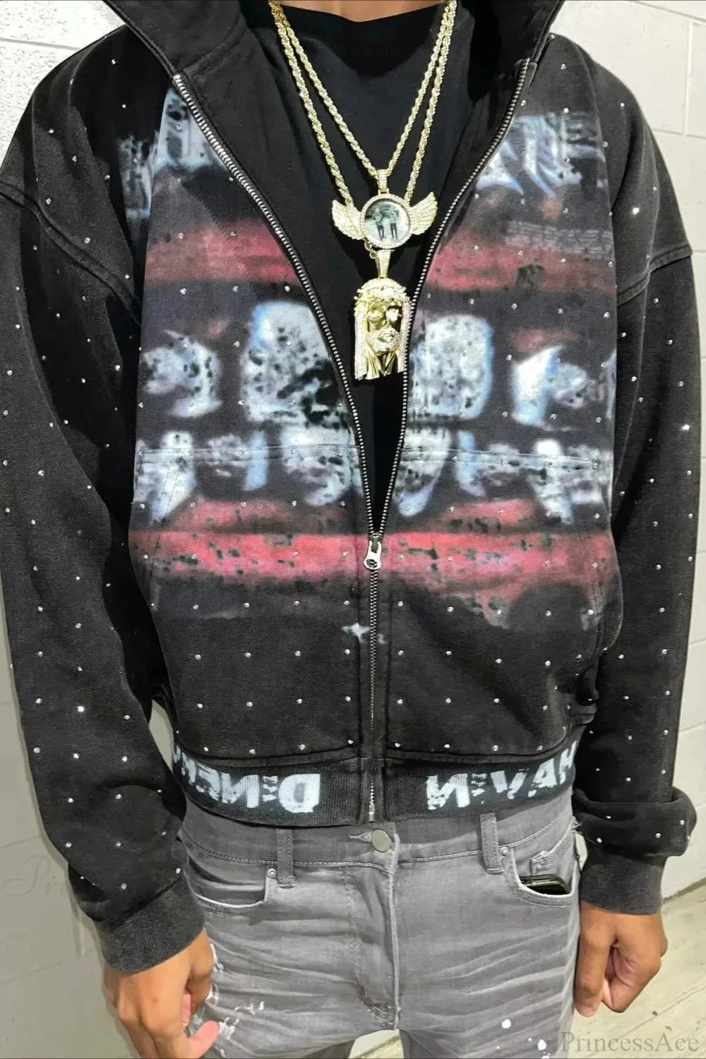 Dark Sparkling Sequin Zip Hoodie image 1