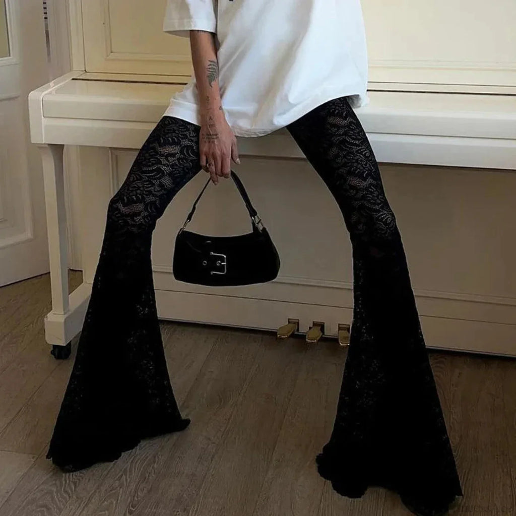 Dark Thin Lace Flared Pant image 2