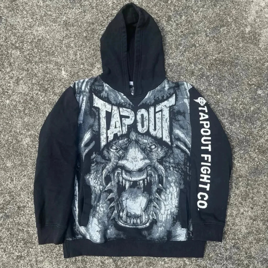 Dark Vintage Letter Print Zip Hoodie image 5