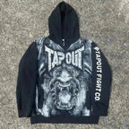 Dark Vintage Letter Print Zip Hoodie image 5