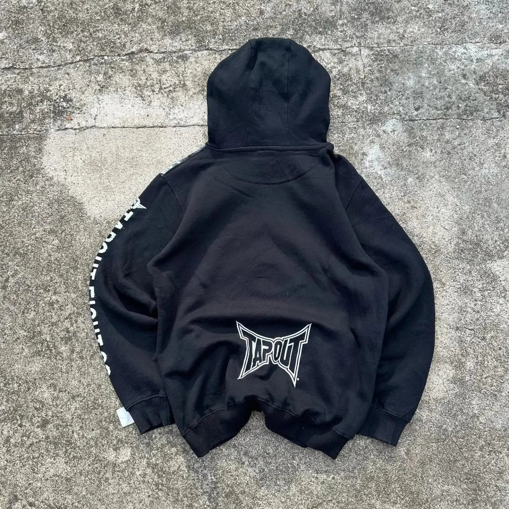 Dark Vintage Letter Print Zip Hoodie image 3