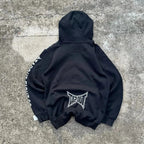 Dark Vintage Letter Print Zip Hoodie image 3