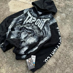 Dark Vintage Letter Print Zip Hoodie image 2
