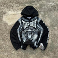 Dark Vintage Letter Print Zip Hoodie image 1