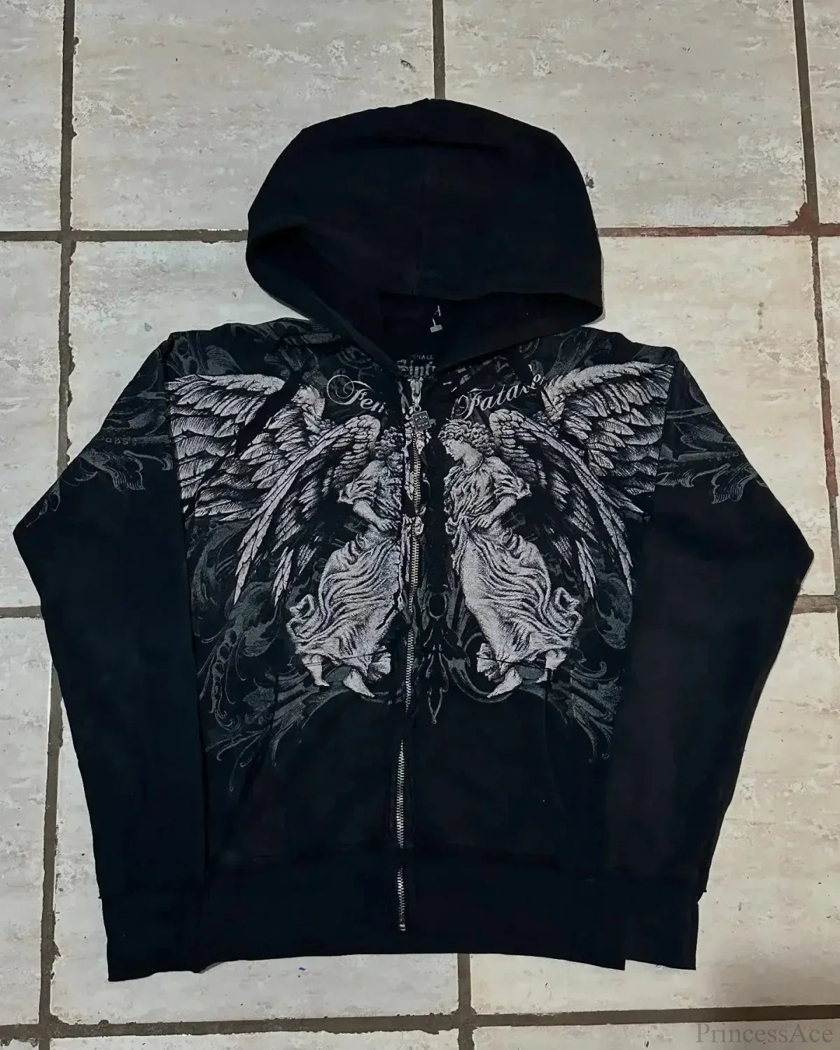 Dark Vintage Skull Zipper Hoodie image 1