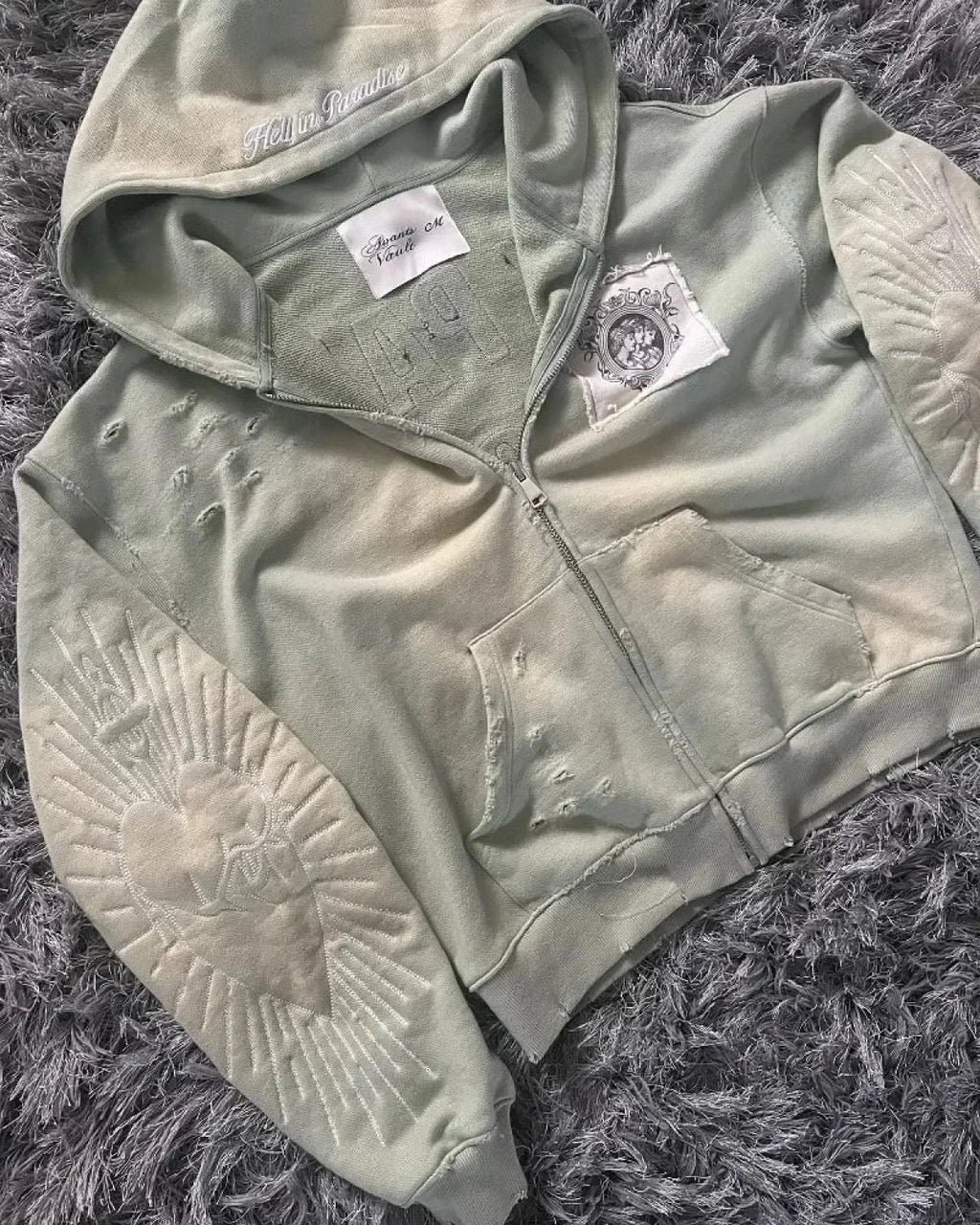 Dark Zipper Joined Vintage Hoodie image 5
