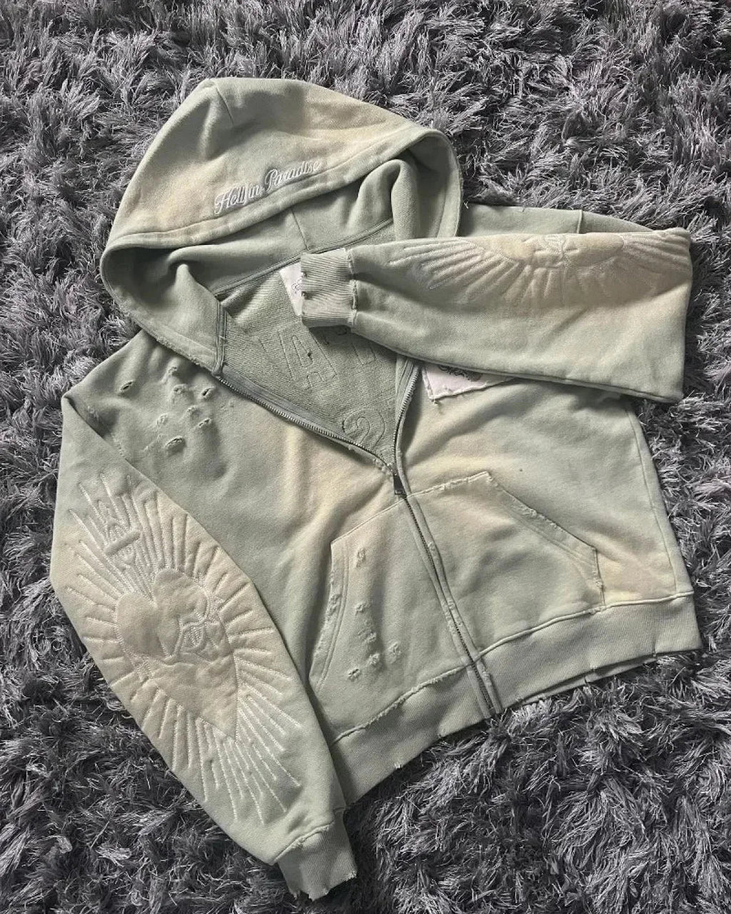 Dark Zipper Joined Vintage Hoodie image 6