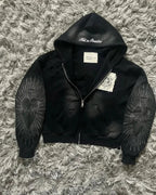 Dark Zipper Joined Vintage Hoodie image 1