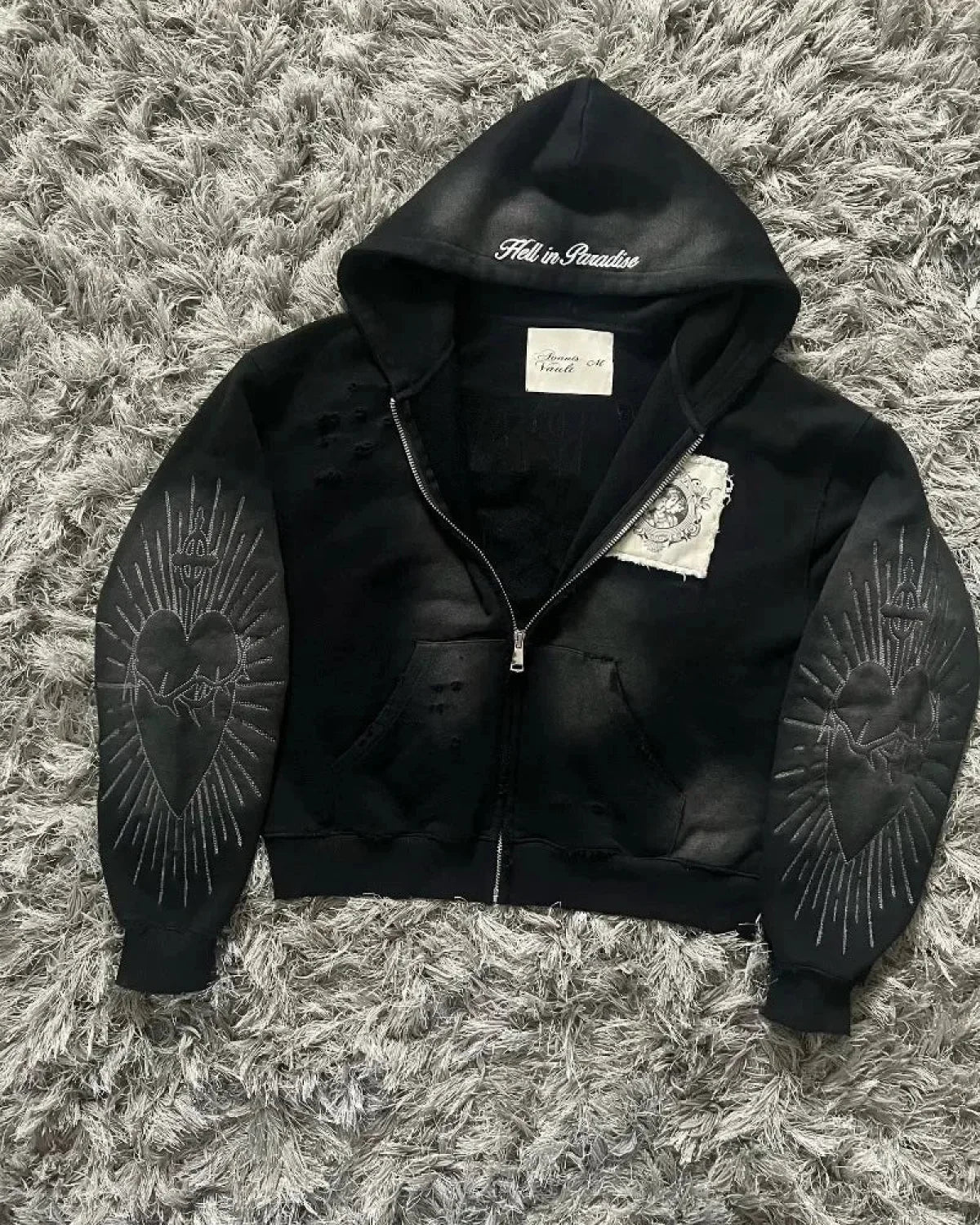 Dark Zipper Joined Vintage Hoodie image 1