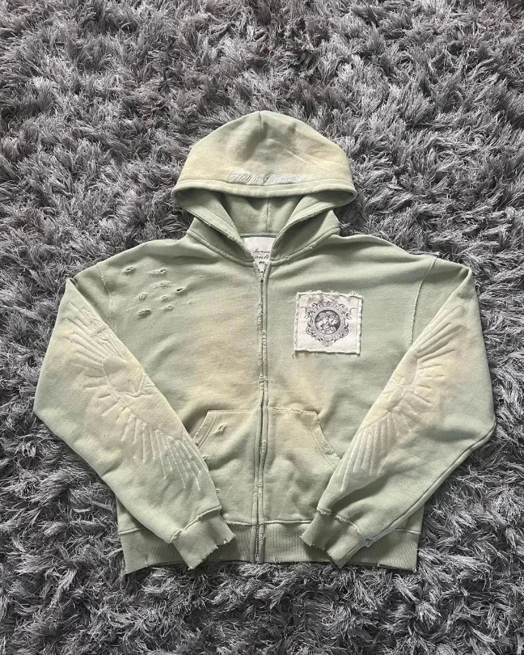 Dark Zipper Joined Vintage Hoodie image 3