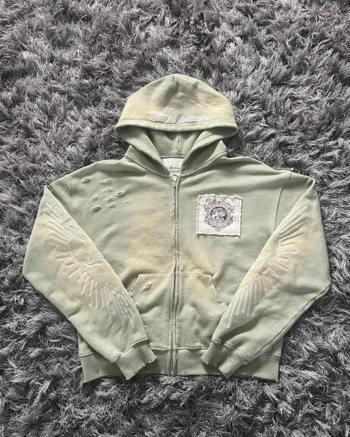 Dark Zipper Joined Vintage Hoodie image 3