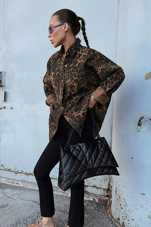 Autumn Vintage Leopard Print Casual Blouse image 2