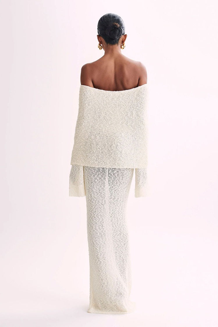 Off Shoulder One Shoulder Knit Sweater Dress image 10