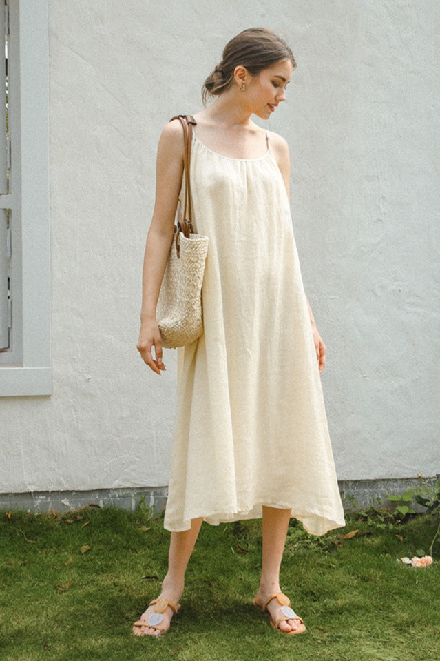 Vacation Linen Cotton Flowy Midi Dress image 1