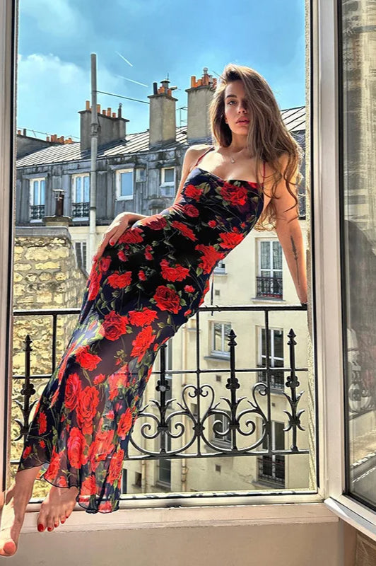 Floral Print Spaghetti Strap Bodycon Floral Dress image 2