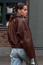 Vintage Brown PU Leather Jacket image 4