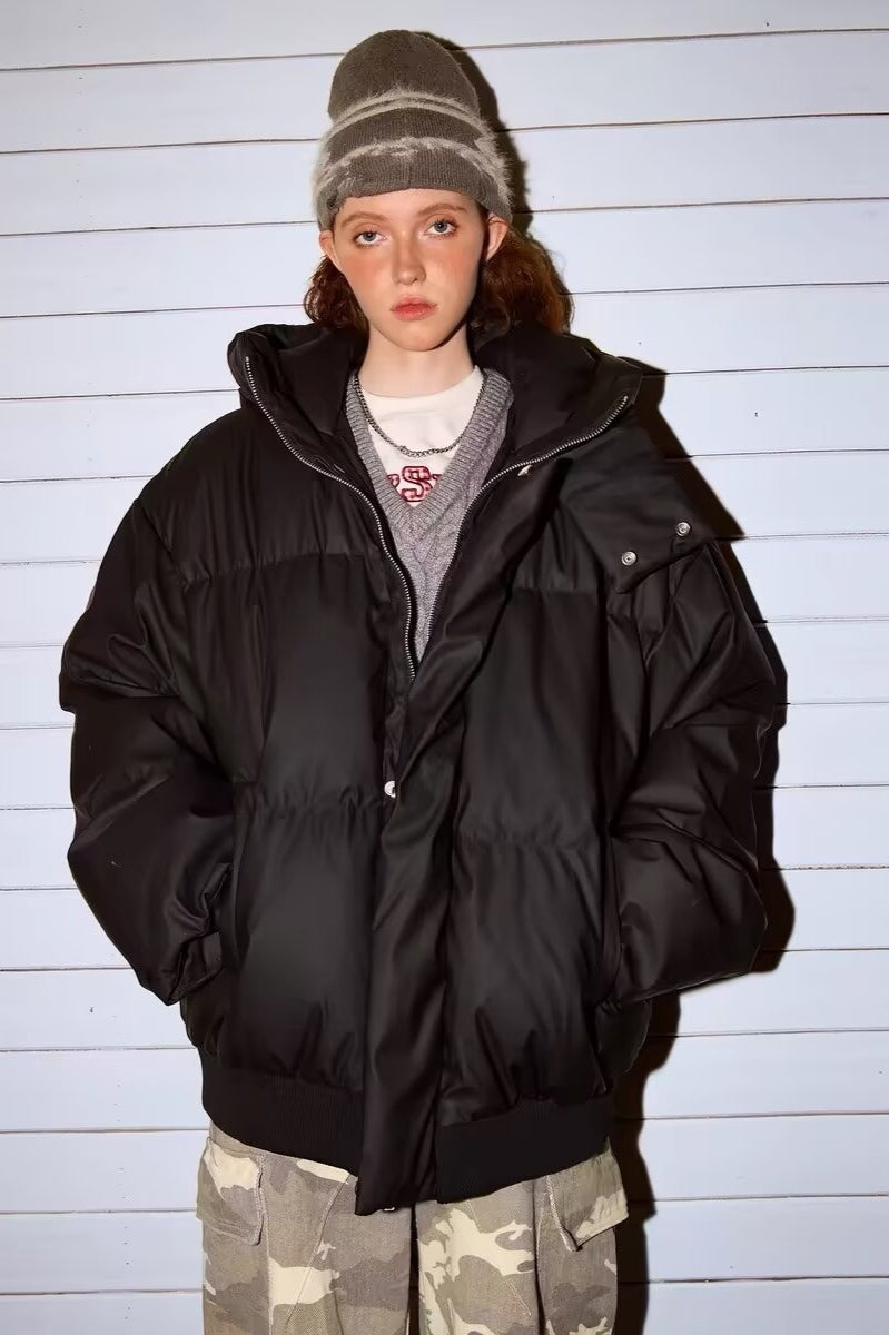 Stand Collar High Neck Hooded Puffer Jacket image 1