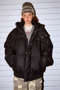Stand Collar High Neck Hooded Puffer Jacket image 1